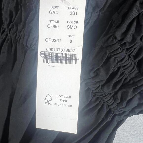 J. Crew Womens Size 8 V-neck smocked-waist dress eyelet cotton poplin Black NWT - Picture 9 of 11